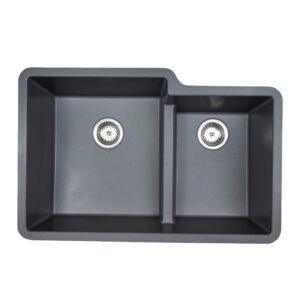 Quartz 21 in. x 32 in. Undermount 60/40 Double Bowl Kitchen Sink